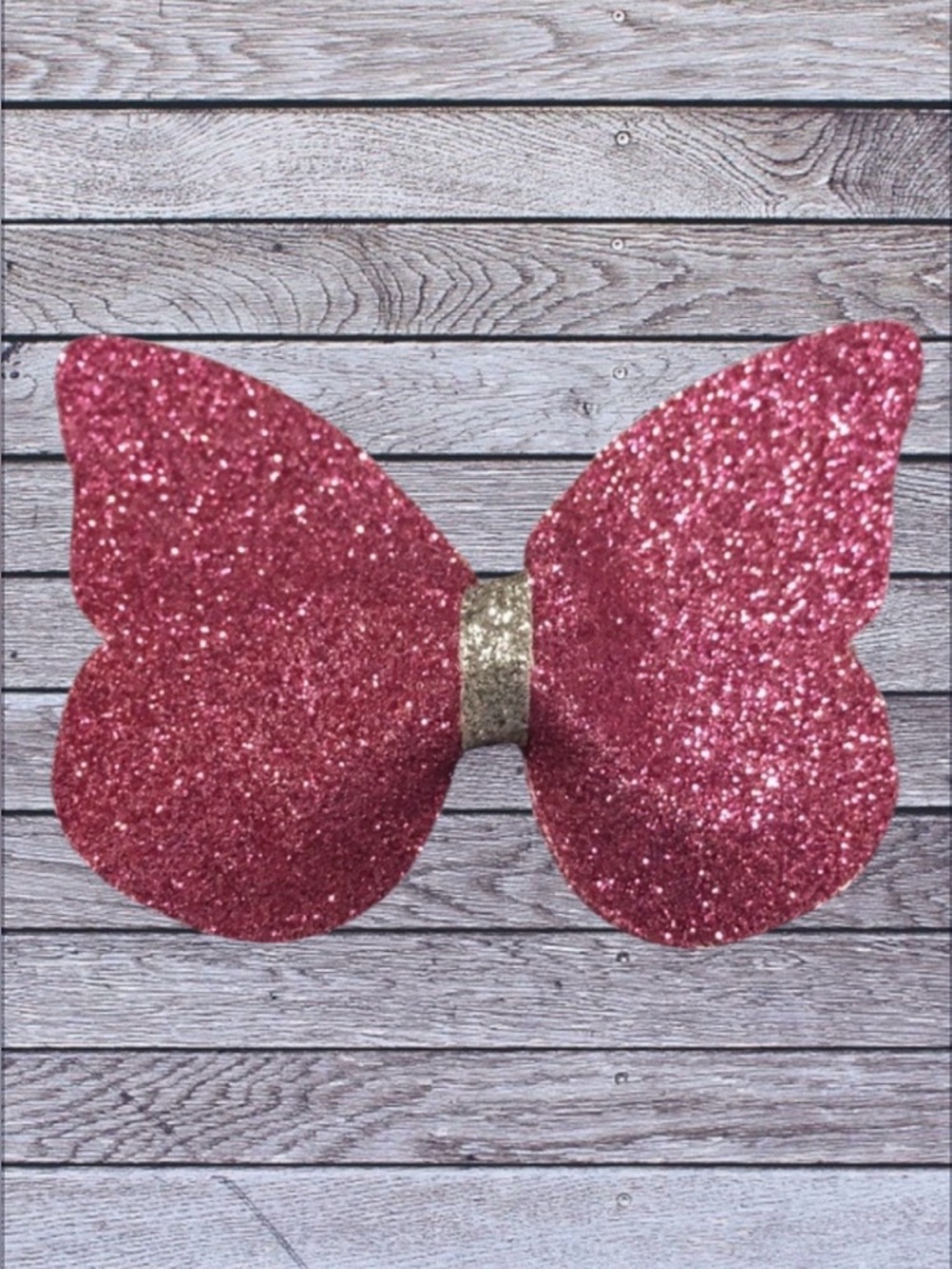 NEW pink faux leather butterfly hair clip